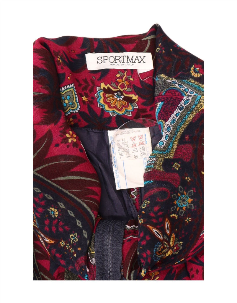 SPORTMAX Womens Abstract Pattern Harem Trousers UK 14 Medium W28 L26 Red Vintage Sportmax and Second-Hand Sportmax from Messina Hembry 