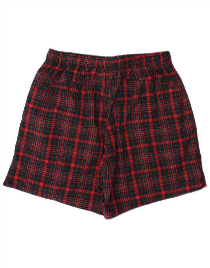 Pantaloni scurți sport Adidas pentru bărbați, poliester cu carouri medii, roșii