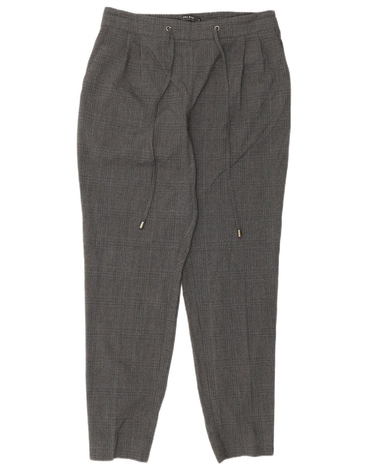 ZARA Womens Pegged Casual Trousers Small Grey Check Polyester