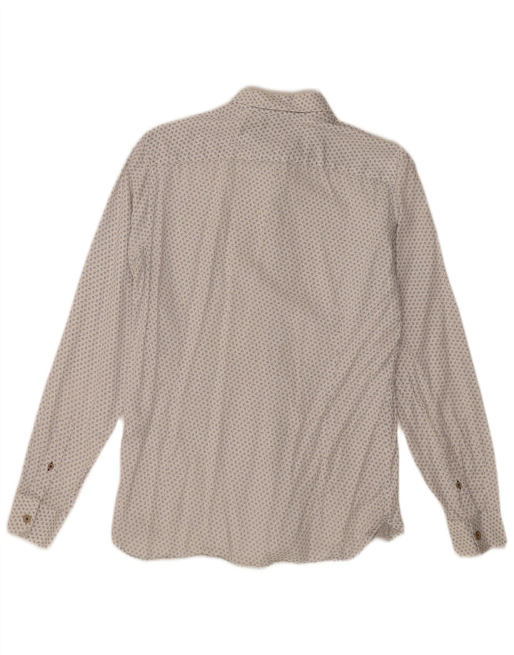 Cămașă pentru bărbați Ted Baker cu model abstract Mărimea 3, bumbac alb, mediu