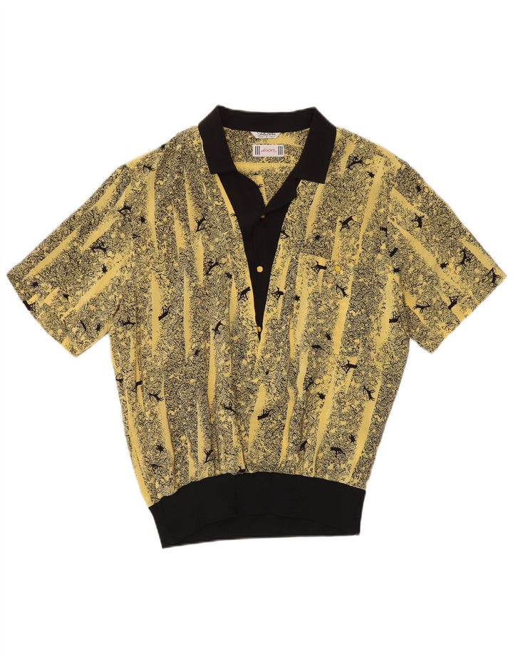Camasa pulover oversize cu model abstract pentru femei Desiree UK 14 mare galben