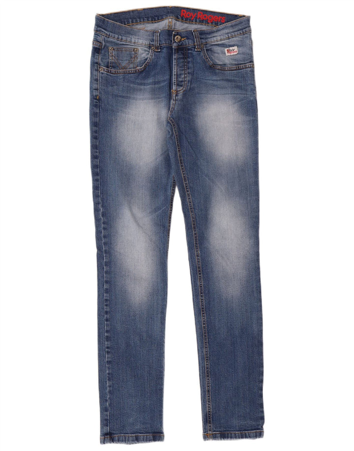 ROY ROGERS Womens Slim Jeans W30 L32 Blue Colourblock Cotton