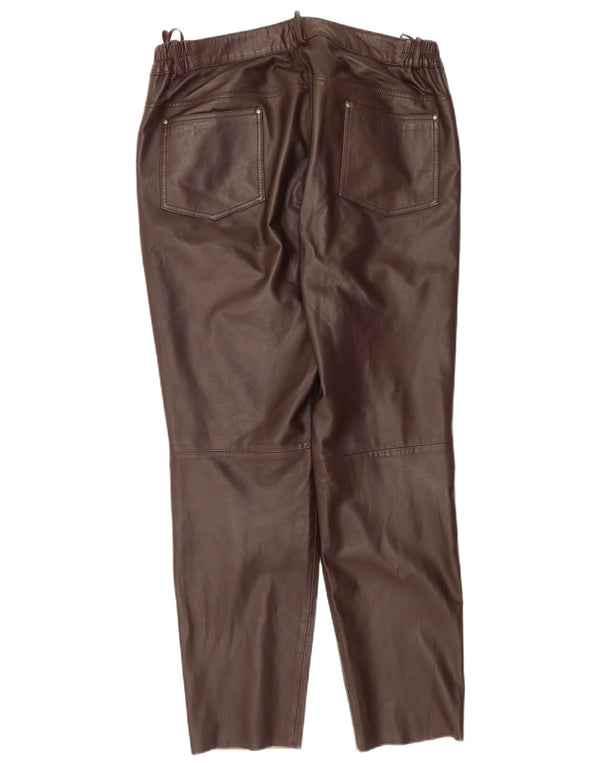 Patrizia Dini Pantaloni din piele pentru femei UK 20 2XL W40 L30 Piele maro
