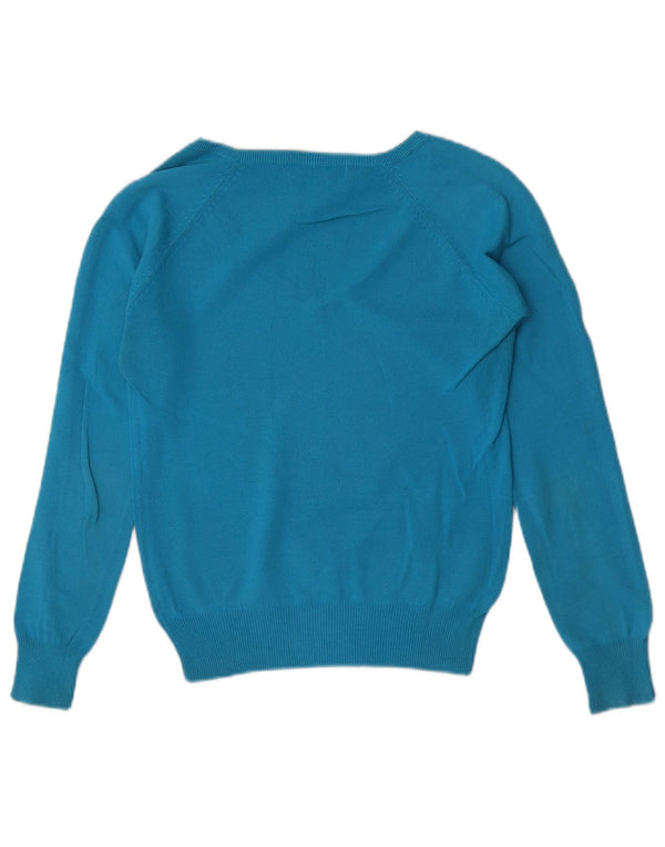 Pulover cu decolteu în V pentru femei Zara UK 10 Bumbac albastru mic