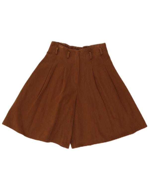 Pantaloni scurți casual de damă vintage cu talie înaltă și picioare largi W27 maro mici