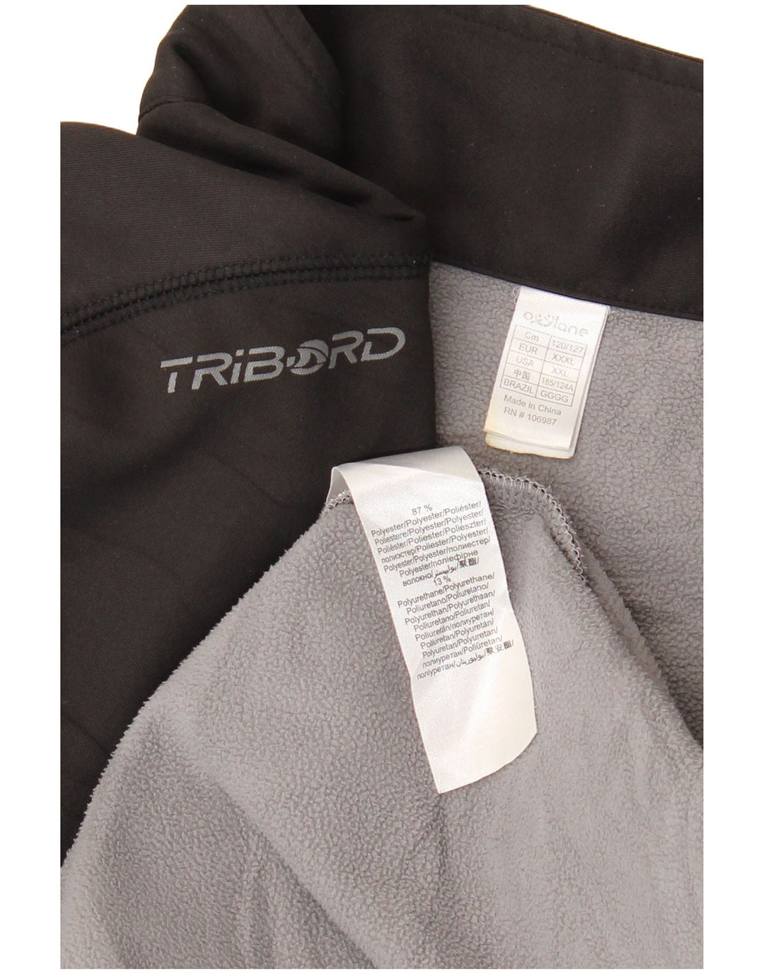 Pulover pentru bărbați TRIBORD, cu fermoar, cu gât, poliester negru 3XL
