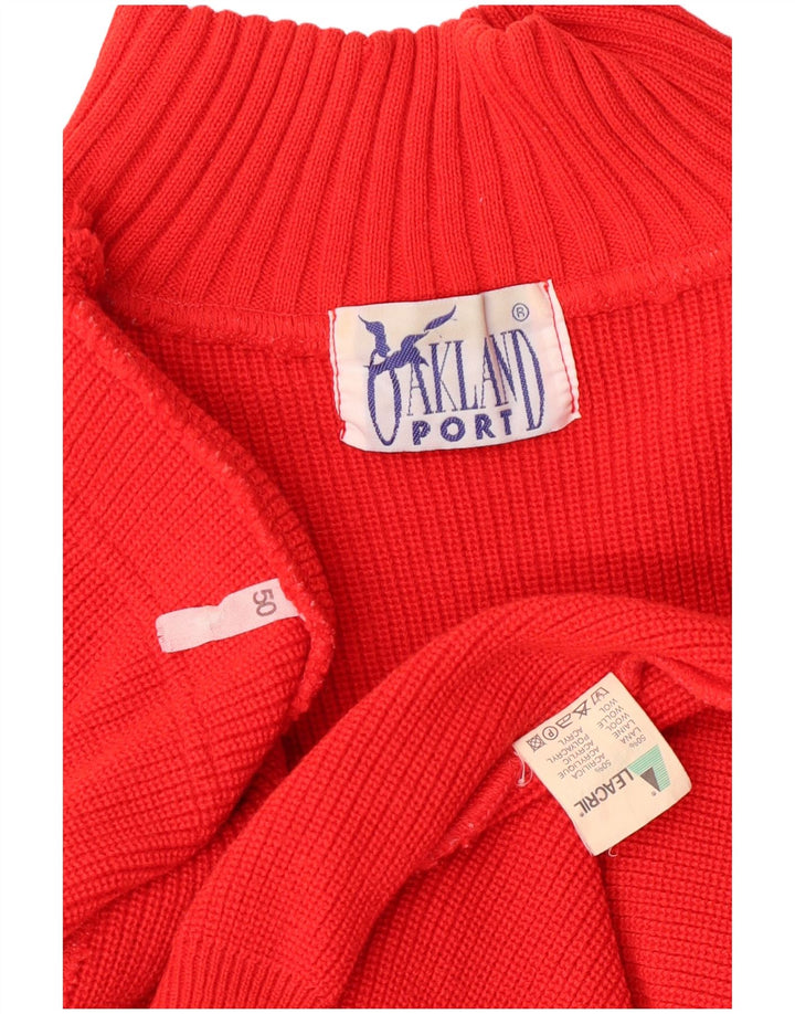 Pulover Vintage pentru bărbați cu gât țestoasă IT 50 Lână roșie medie