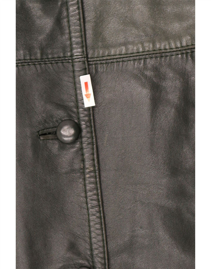 Palton din piele vintage pentru femei UK 14 verde mediu