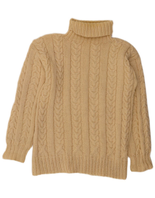 VINTAGE Pulover cu gât rulat pentru femei UK 14 Large Off White