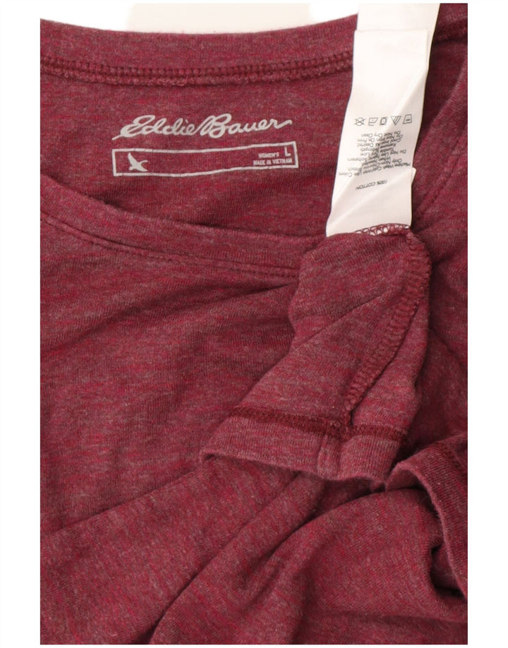 Top pentru femei Eddie Bauer cu mânecă lungă UK 14, mare, burgundă, bumbac