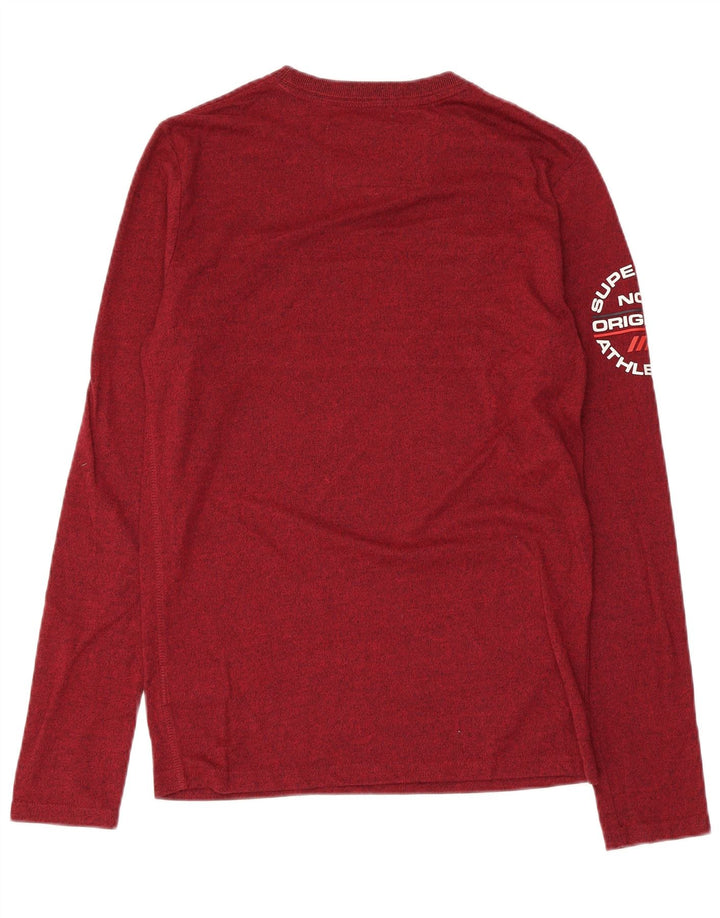 SUPERDRY Top cu grafică pentru bărbați cu mânecă lungă, bumbac cu pete maro mic