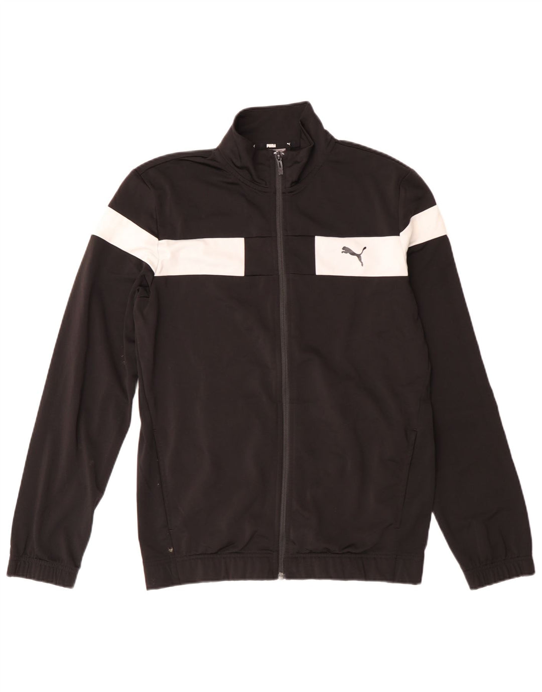Jachetă de trening Puma pentru băieți 15-16 ani, negru, poliester color bloc