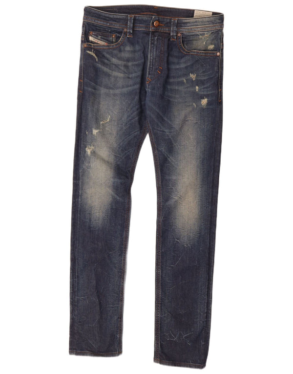 Diesel pentru bărbați Thavar distressed slim skinny blugi W31 L32 bumbac albastru