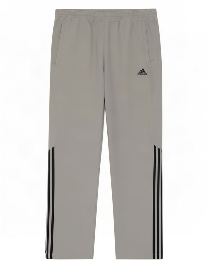 Pantaloni de trening pentru bărbați Adidas, gri mediu, poliester color bloc