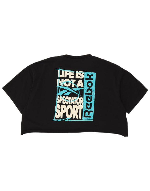 Tricou grafic supradimensionat pentru femei REEBOK UK 12/14 Medium Negru