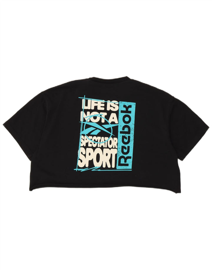 Tricou grafic supradimensionat pentru femei REEBOK UK 12/14 Medium Negru