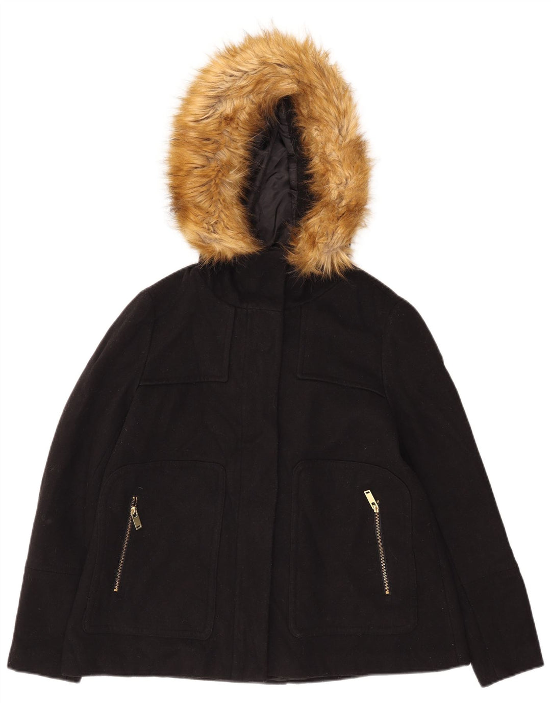 Bomber pentru femei Zara cu glugă UK 14 Poliester mediu negru