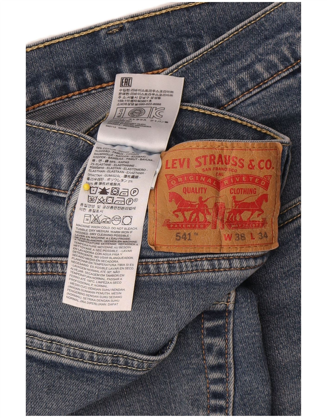 Blugi conici pentru bărbați Levi's 541 W38 L34 Bumbac albastru