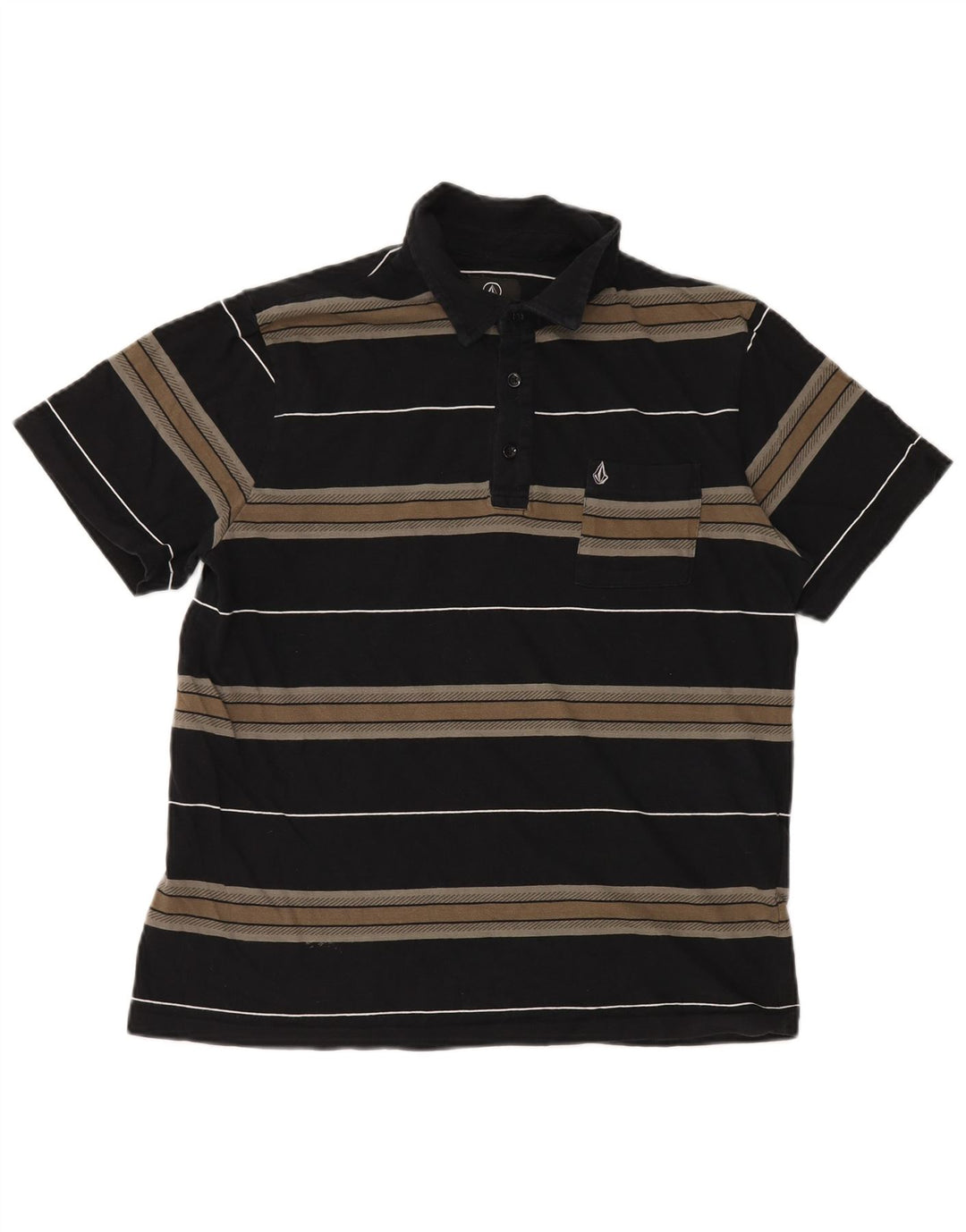 Tricou polo pentru bărbați VOLCOM, bumbac cu dungi negre medii