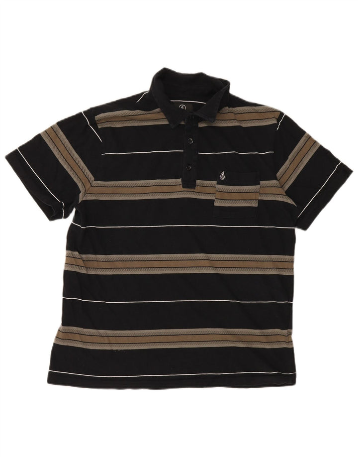 Tricou polo pentru bărbați VOLCOM, bumbac cu dungi negre medii