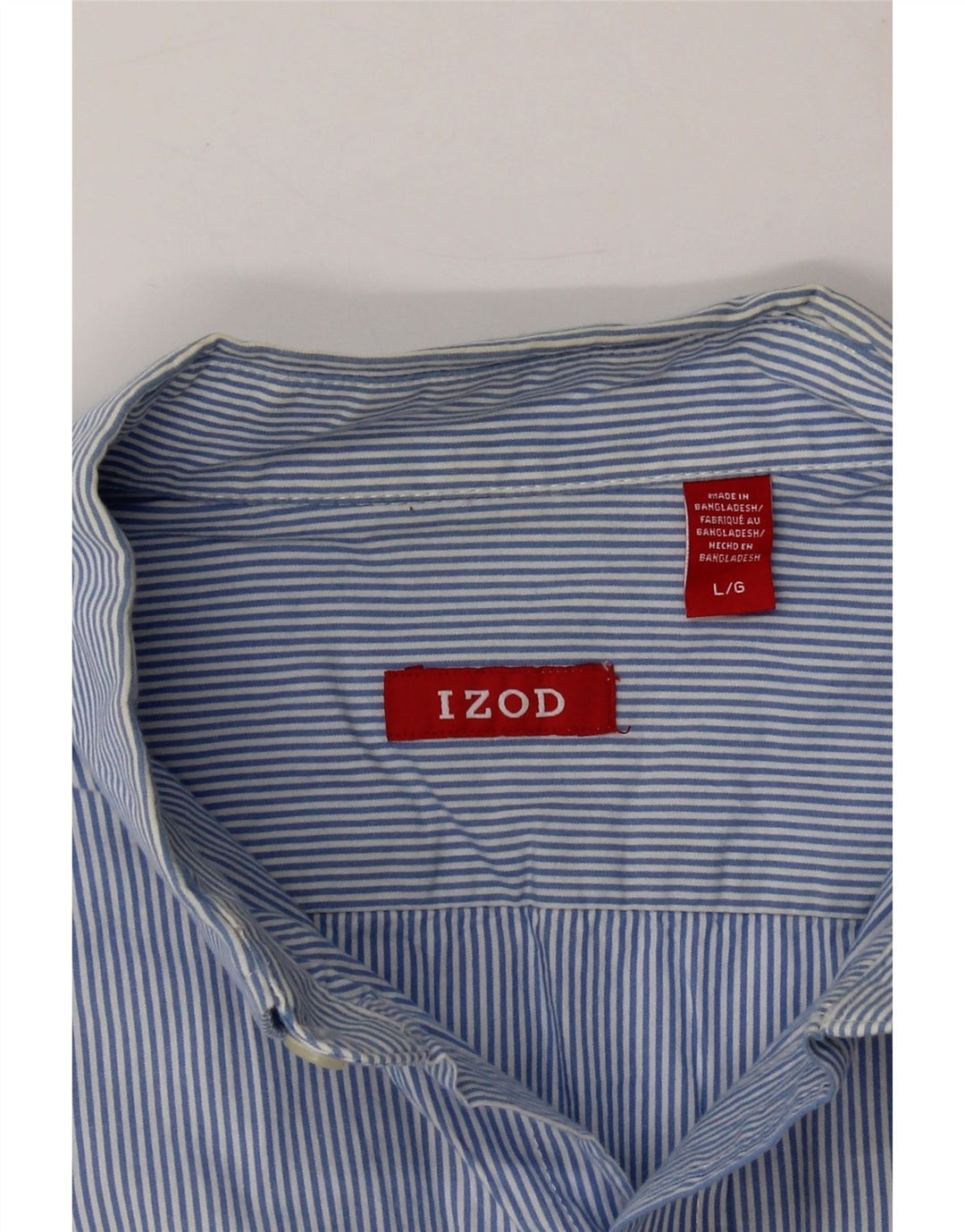 IZOD Mens Shirt Large Blue Pinstripe Cotton Vintage Izod and Second-Hand Izod from Messina Hembry 