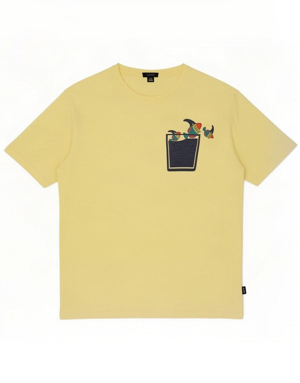 Liu Jo Tricou grafic pentru bărbați Top XL Bumbac galben