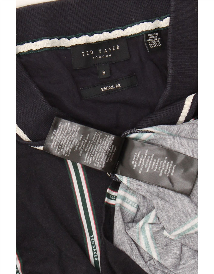 Tricou polo pentru bărbați TED BAKER cu decolteu cu fermoar obișnuit Mărimea 6 2XL bleumarin cu dungi
