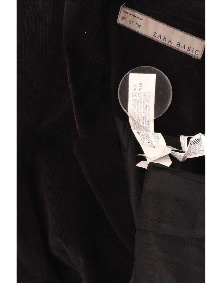 Jachetă pentru femei Zara, cu 1 nasture, din velur, UK 12, bumbac mediu negru