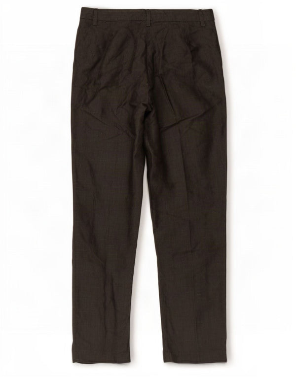 Stefanel Pantaloni Drepți Femei IT 40 Small W27 L28 Gri Ramie