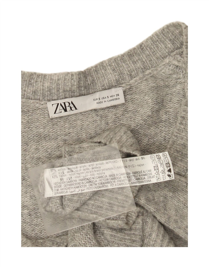 Pulover cu decolteu în V supradimensionat pentru femei Zara UK 10 mic, gri pete