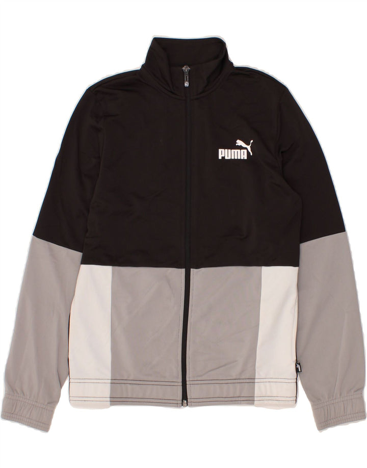 PUMA Boys Tracksuit Top Jacket 13-14 Years Black Colourblock Polyester Vintage Puma and Second-Hand Puma from Messina Hembry 