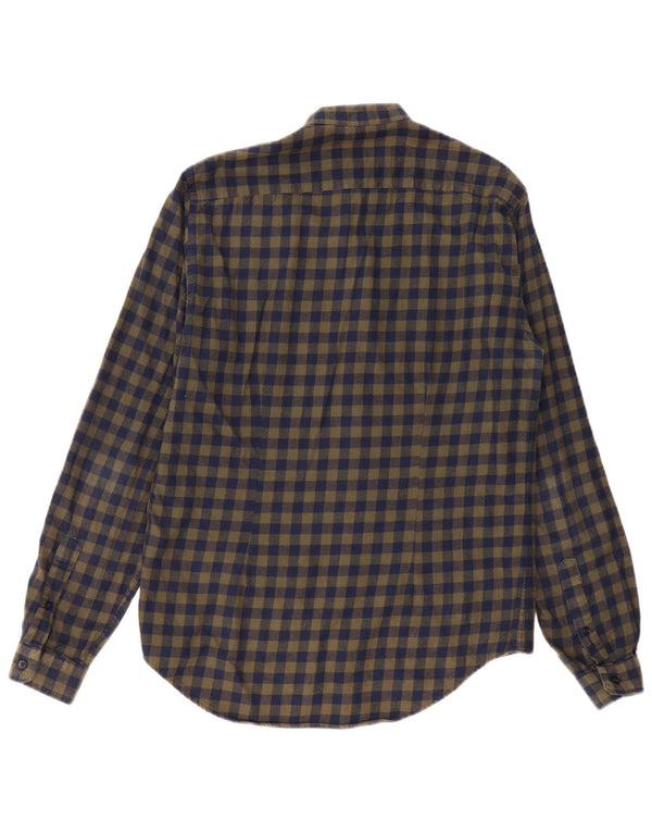 Cămașă de flanel pentru bărbați ZARA Slim Fit, carouri medii kaki