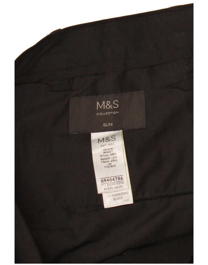 Pantaloni chino subțiri pentru bărbați Marks & Spencer L38 L29 Poliester negru