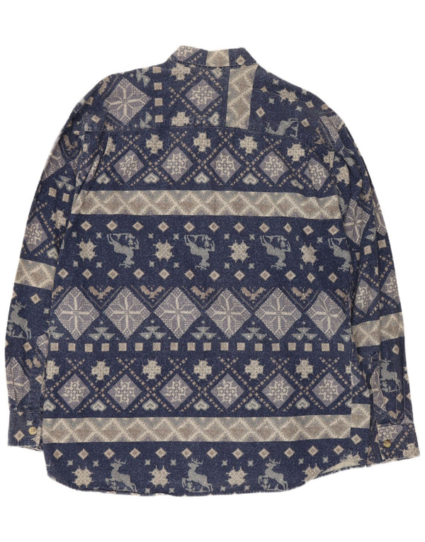 Cămașă Vintage pentru bărbați, mare, bleumarin, geometrică