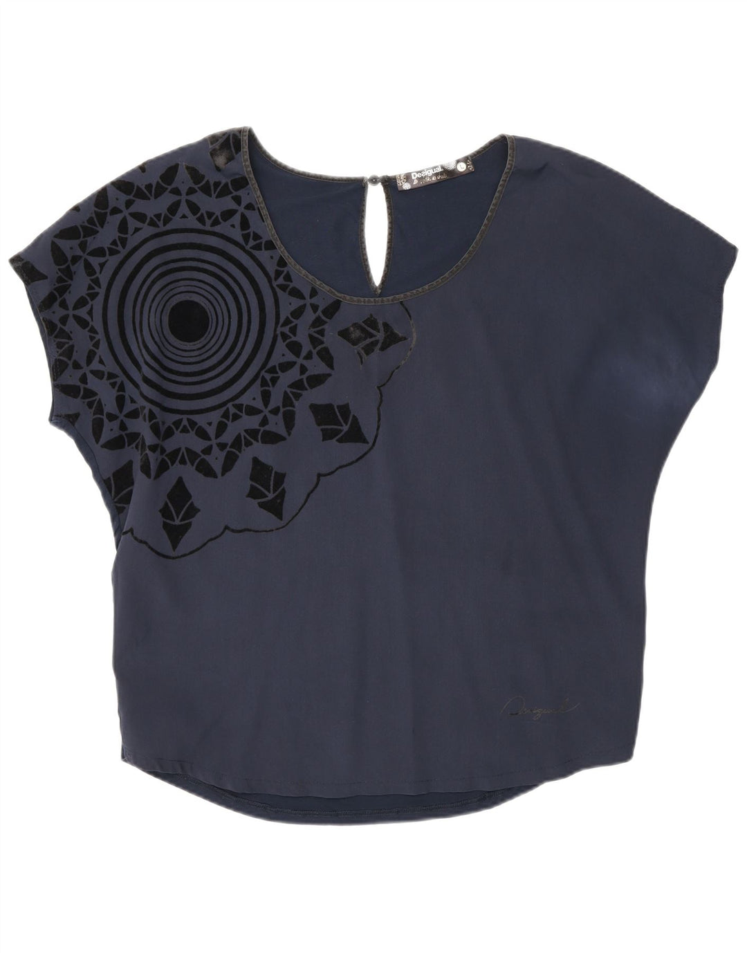 Bluză cu grafică Desigual pentru femei UK 16, mare, bleumarin, geometrică