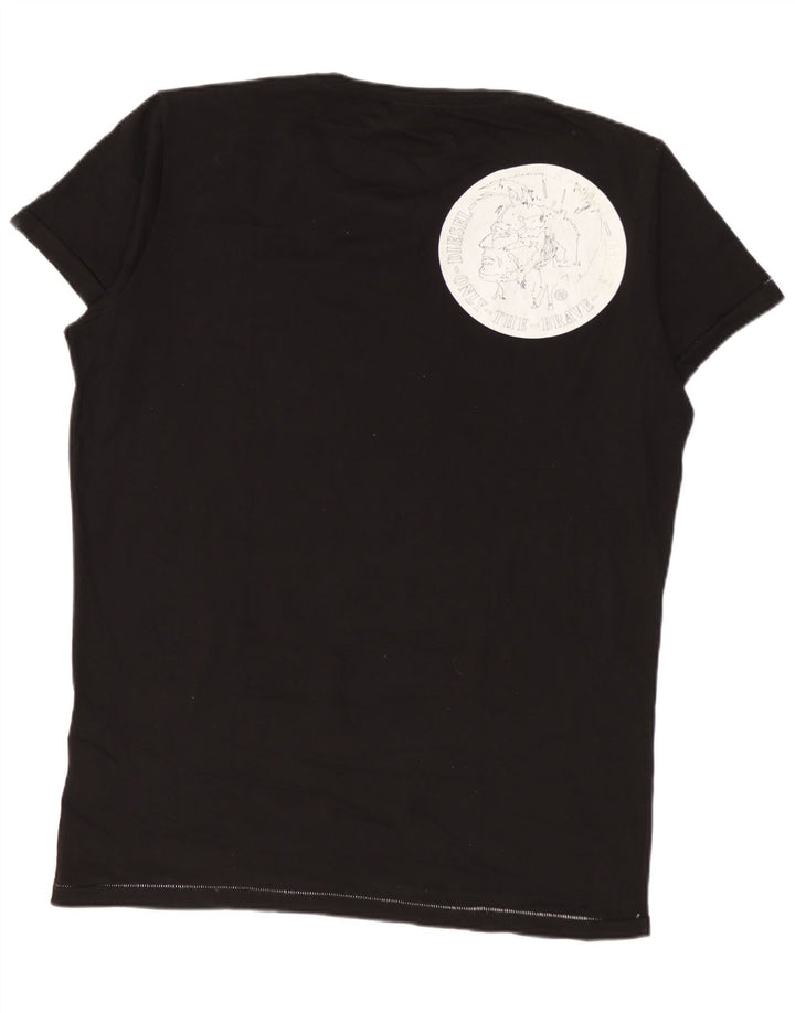 DIESEL Tricou grafic pentru bărbați Top mediu negru bumbac cu buline
