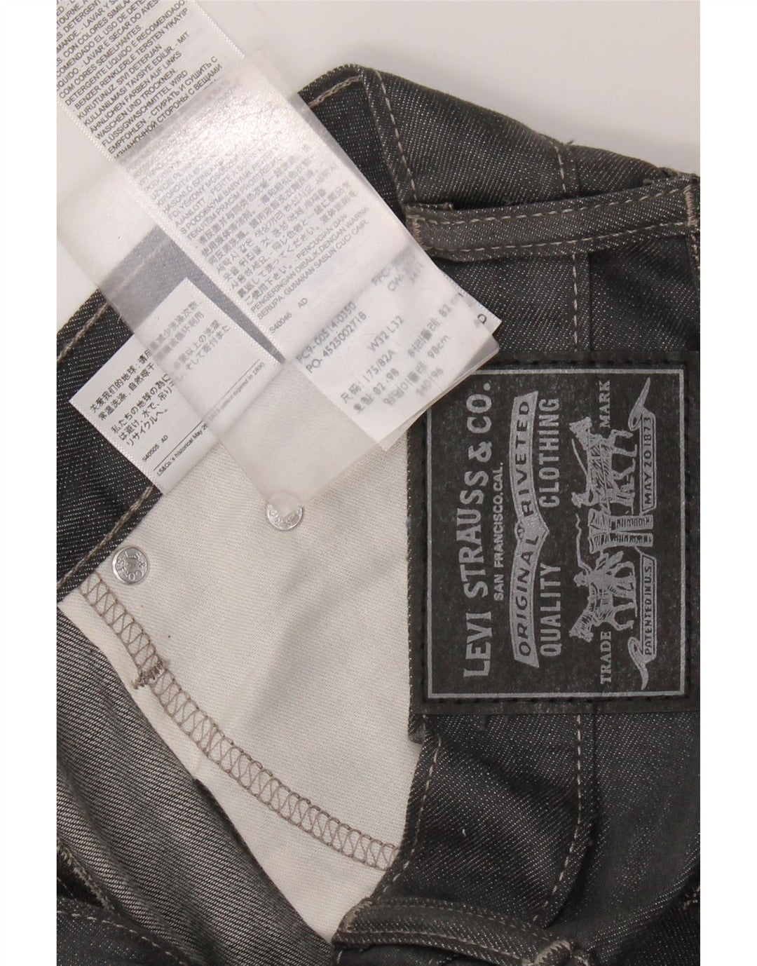 Blugi drepti pentru bărbați LEVI'S W32 L32 bumbac gri