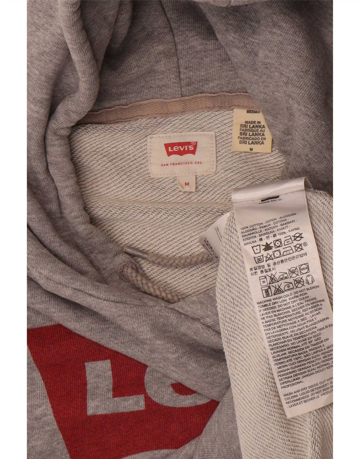 Pulover Levi's pentru bărbați cu capota cu grafică, din bumbac cu pete, gri mediu