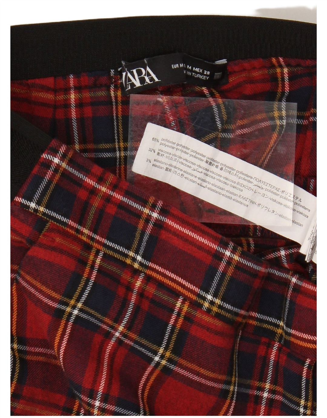 Pantaloni chino skinny pentru femei Zara Mediu L28 L26 Poliester cu carouri roșii