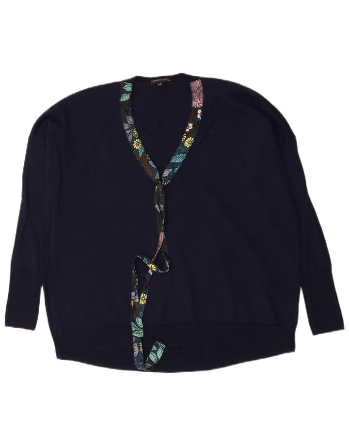 J. Crew Pulover supradimensionat pentru femei cu decolteu în V UK 14 Medium Bleumarin