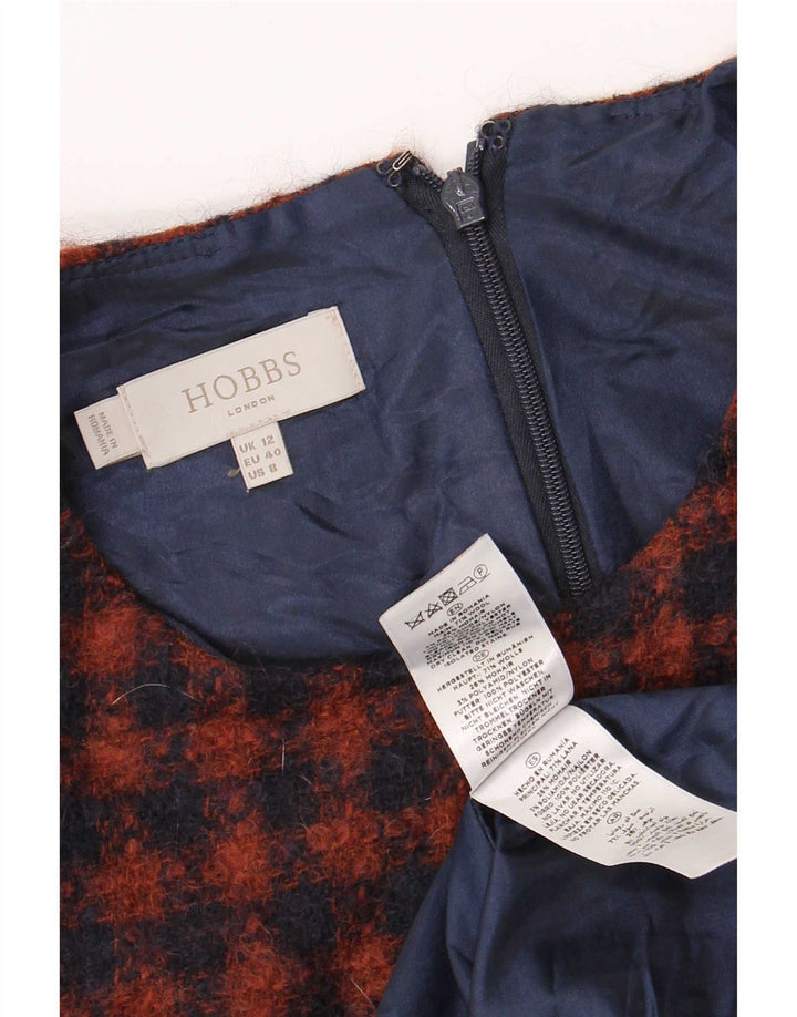 Rochie Hobbs pentru femei fără mâneci, UK 12, lână cu carouri, albastru marin mediu