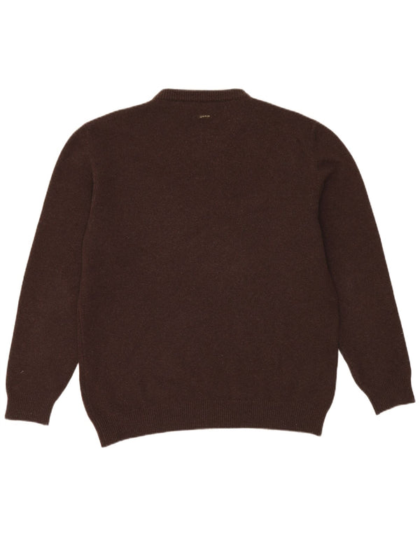 Gas Mens V-Neck Jumper Sweater XL Brown Wool