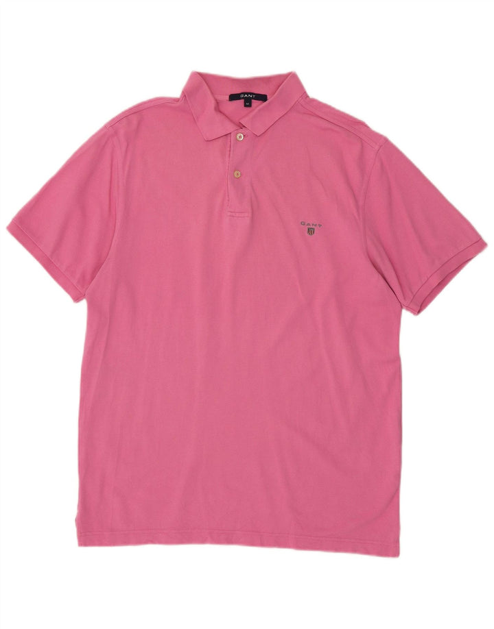 Tricou polo pentru bărbați Gant, bumbac roz mediu