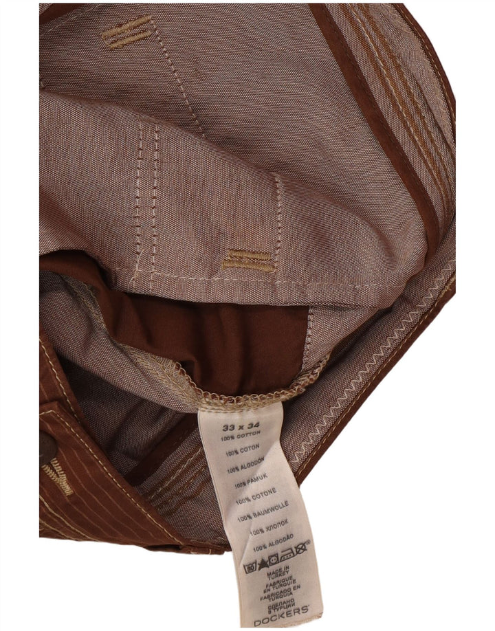 Pantaloni chino pentru bărbați DOCKERS Slim Fit L34 L34 maro cu dungi clasice