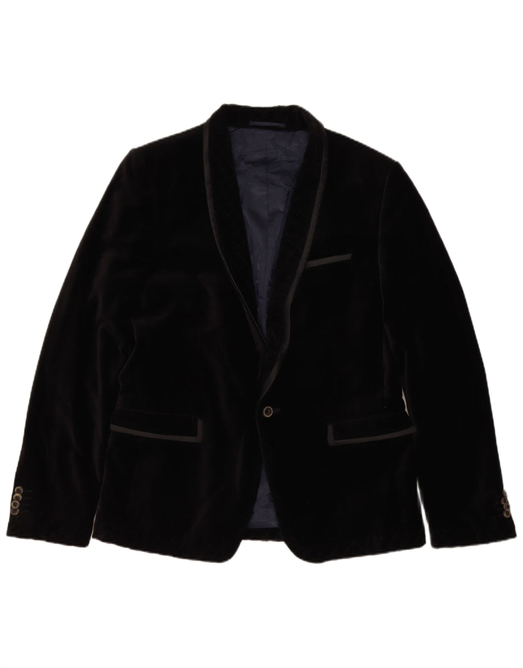 Jachetă pentru bărbați Zara, din catifea, cu 1 nasture, EU 50, bumbac mediu negru