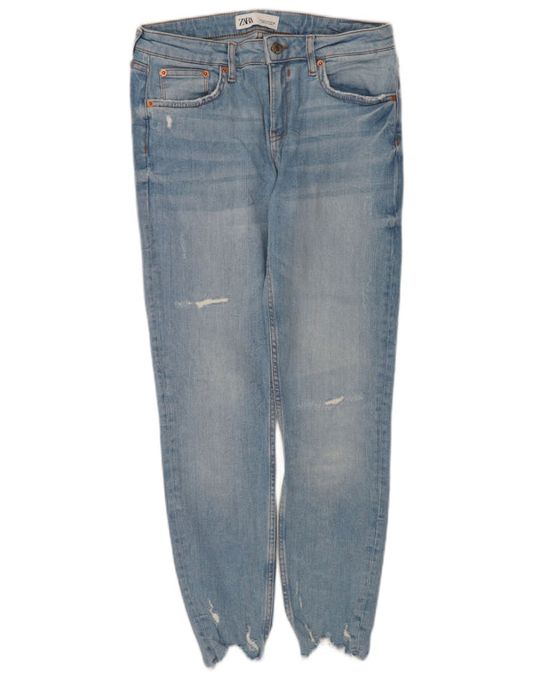 Blugi skinny distressed pentru femei Zara EU 40 Medium L30 L27 Bumbac albastru