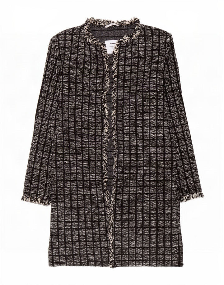Pardesiu deschis pentru femei Zara UK 14 Medium Black Check Bumbac