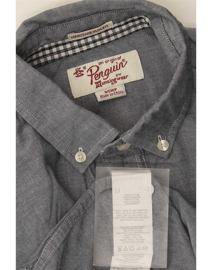 Cămașă pentru bărbați Penguin Heritage Slim Fit, bumbac gri mic