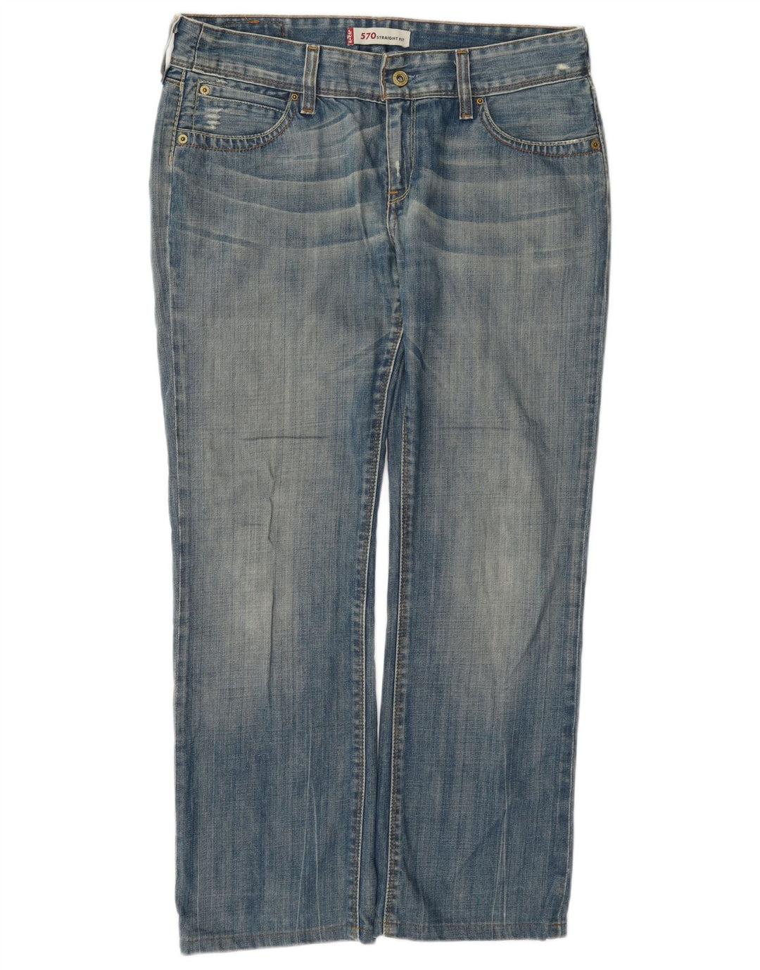 Blugi drepți distressed 570 Levi's pentru femei L32 L28 Bumbac albastru