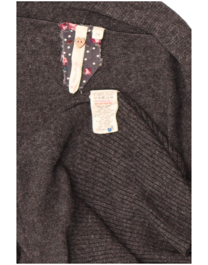 White Stuff Pulover cardigan deschis pentru femei cu paragate UK 14 Medium Gri Viscose